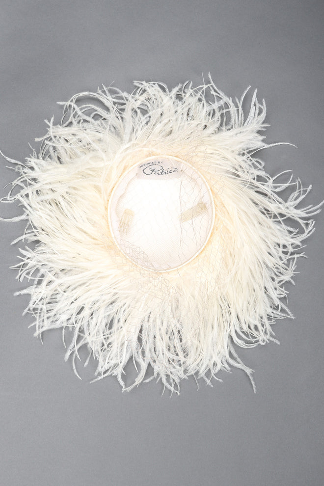 Recess Los Angeles Vintage Patrice Net Ostrich Feather Pillbox Bridal Wedding Hat