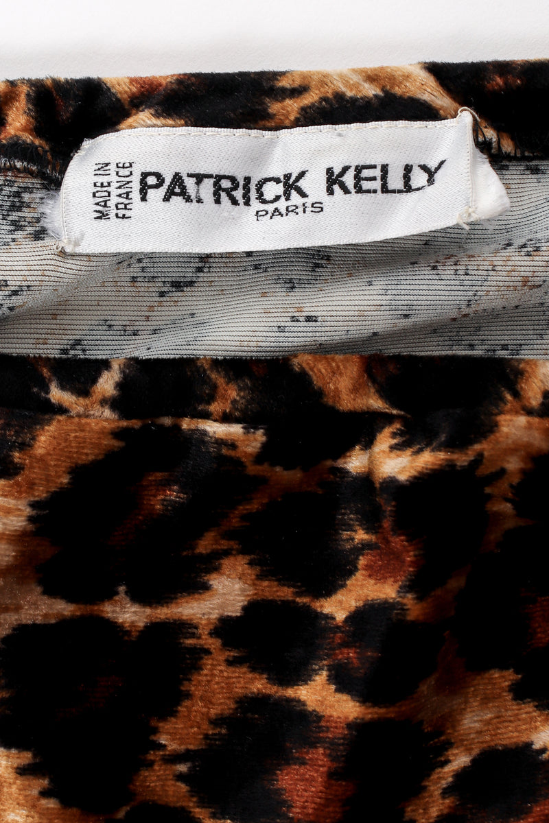Vintage Patrick Kelly A/W 1989 Leopard Stretch Velvet Cocktail Dress label @ Recess LA