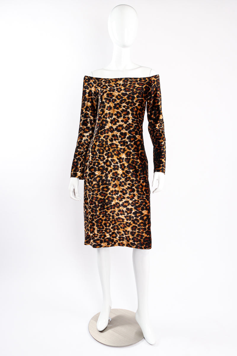 Vintage Patrick Kelly A/W 1989 Leopard Stretch Velvet Cocktail Dress on mannequin front @ Recess LA