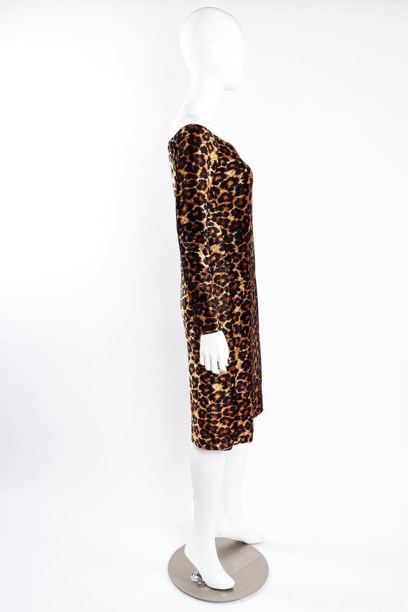 Vintage Patrick Kelly A/W 1989 Leopard Stretch Velvet Cocktail Dress on mannequin side @ Recess LA