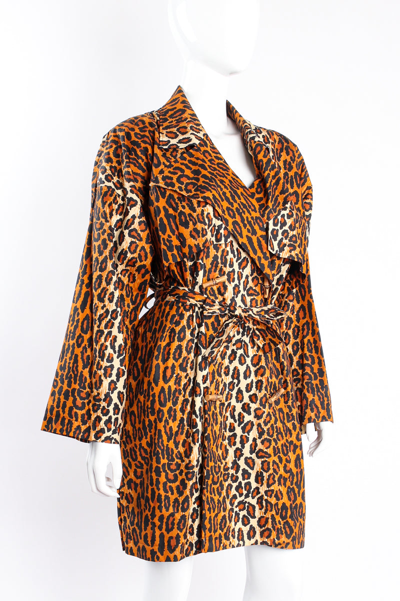 Vintage Patrick Kelly SS 1989 Runway Leopard Trench Coat on Mannequin crop at Recess Los Angeles