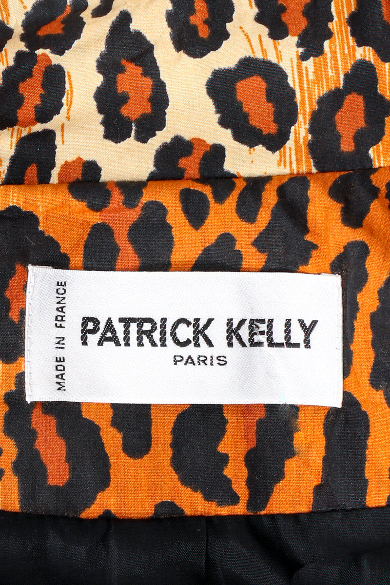 Vintage Patrick Kelly SS 1989 Runway Leopard Trench Coat label at Recess Los Angeles