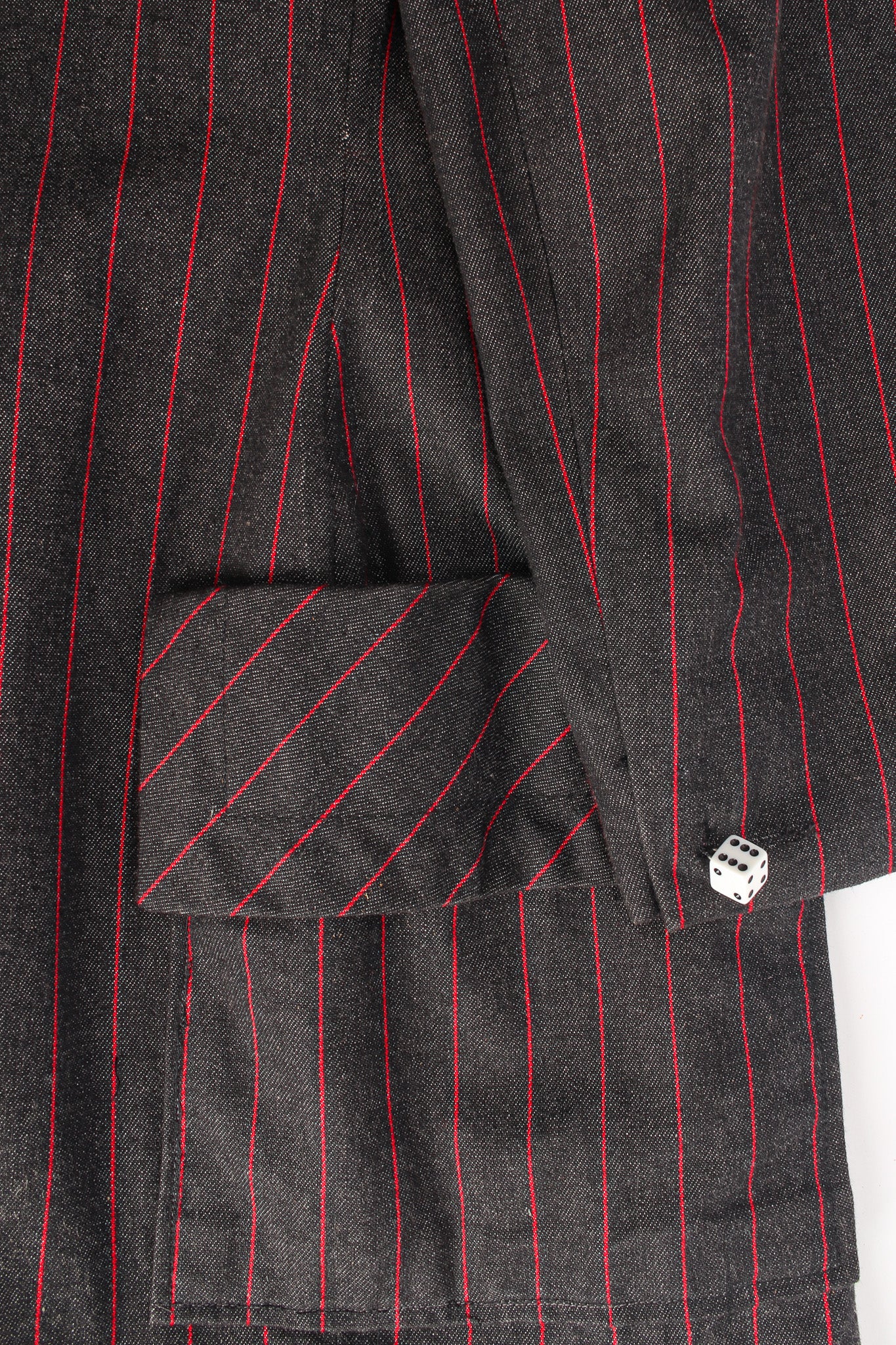 Vintage Patrick Kelly 1980s High Roller Pinstripe Dice Blazer pocket detail @ Recess LA