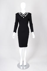 Recess Los Angeles Vintage Patrick Kelly Spandex Dice Black Dress Open V-Back