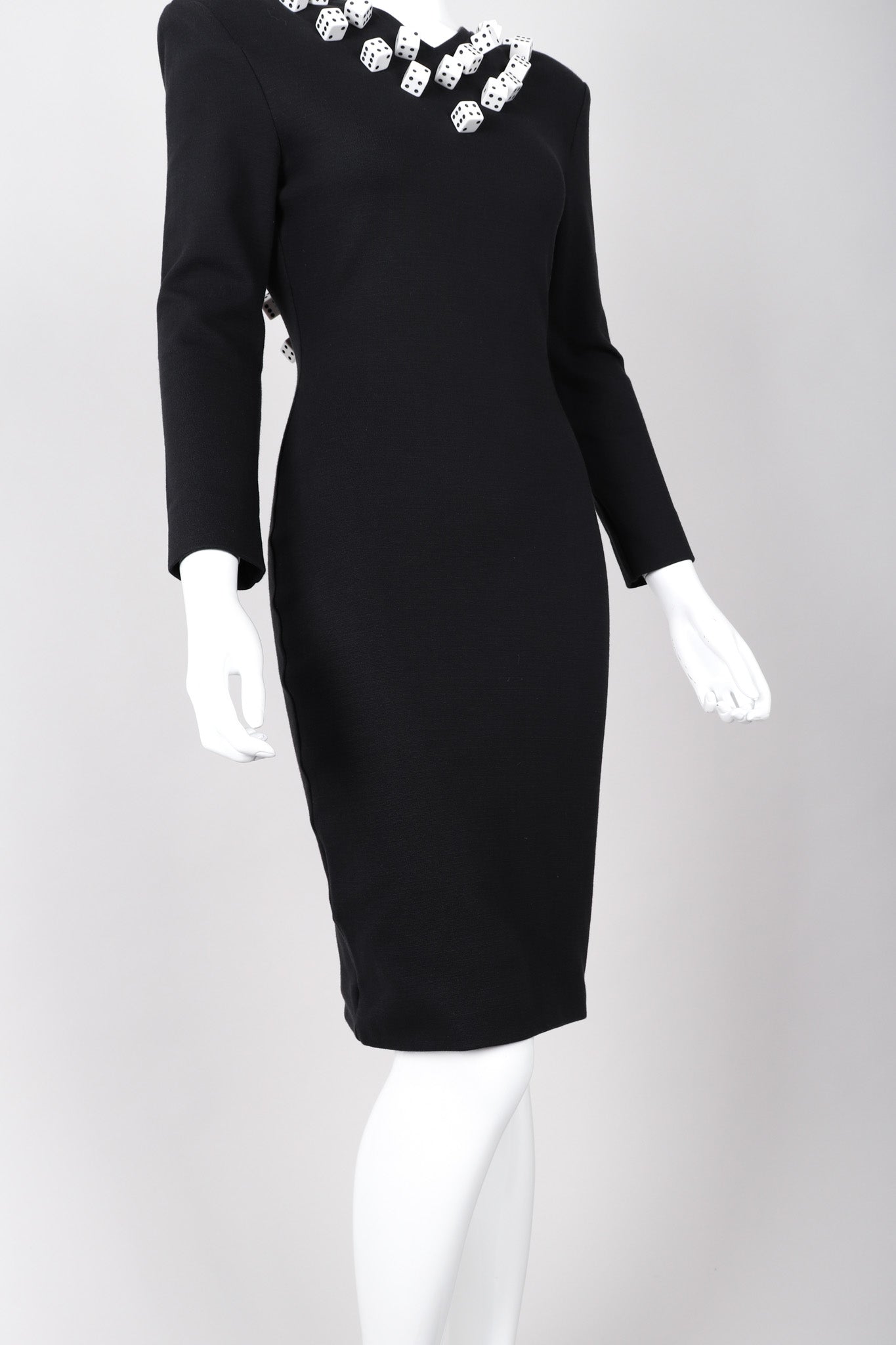 Recess Los Angeles Vintage Patrick Kelly Spandex Dice Black Dress Open V-Back