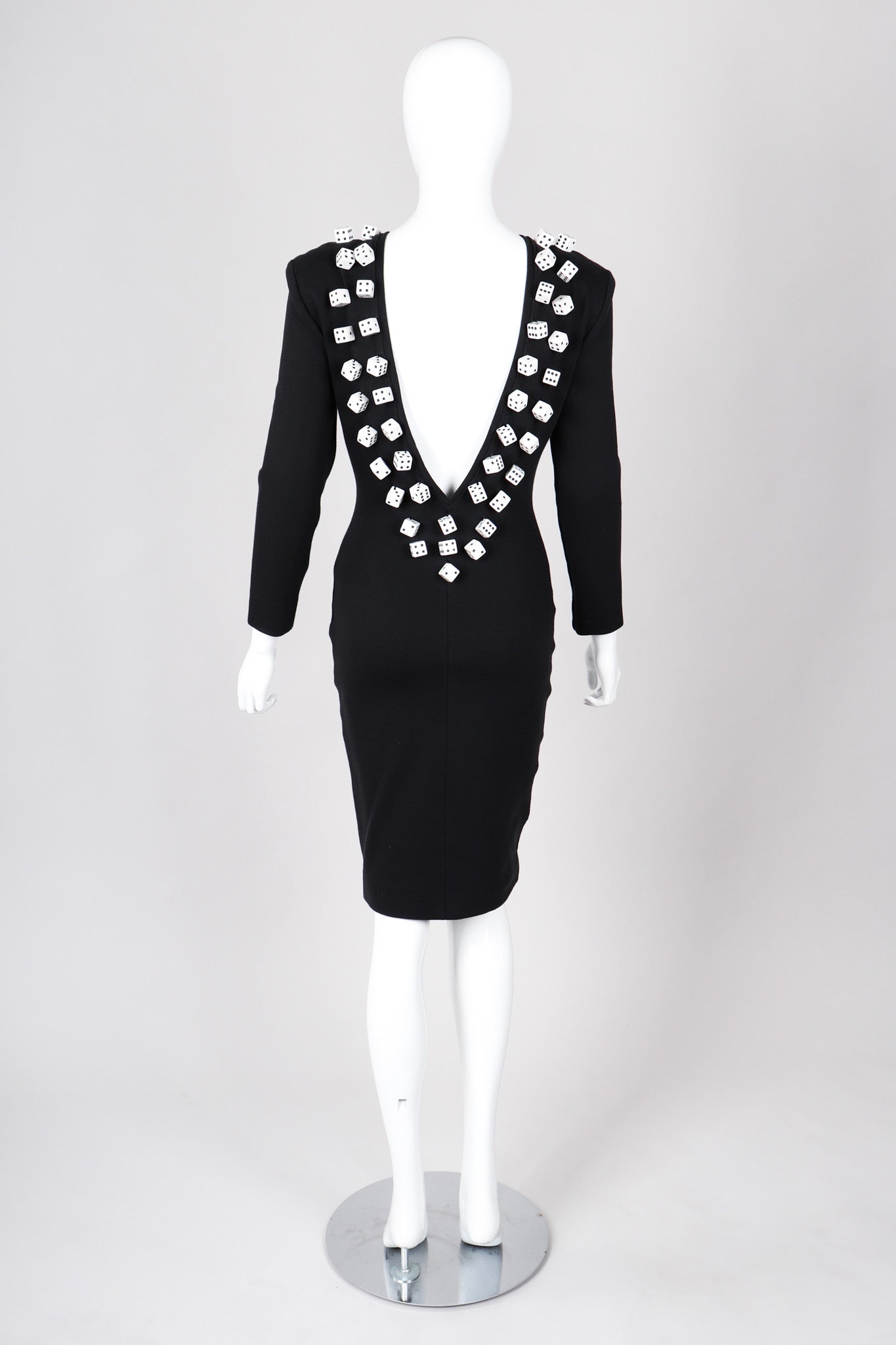 Recess Los Angeles Vintage Patrick Kelly Spandex Dice Black Dress Open V-Back