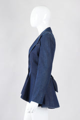 Recess Los Angeles Vintage Patrick Kelly Denim Wide Lapel Flare Peplum Jacket