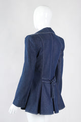Recess Los Angeles Vintage Patrick Kelly Denim Wide Lapel Flare Peplum Jacket