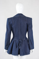Recess Los Angeles Vintage Patrick Kelly Denim Wide Lapel Flare Peplum Jacket
