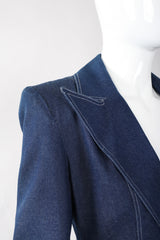 Recess Los Angeles Vintage Patrick Kelly Denim Wide Lapel Flare Peplum Jacket