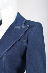 Recess Los Angeles Vintage Patrick Kelly Denim Wide Lapel Flare Peplum Jacket
