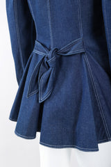 Recess Los Angeles Vintage Patrick Kelly Denim Wide Lapel Flare Peplum Jacket