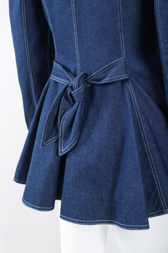 Recess Los Angeles Vintage Patrick Kelly Denim Wide Lapel Flare Peplum Jacket