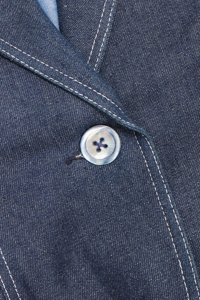 Recess Los Angeles Vintage Patrick Kelly Denim Wide Lapel Flare Peplum Jacket