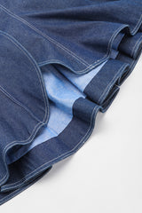 Recess Los Angeles Vintage Patrick Kelly Denim Wide Lapel Flare Peplum Jacket