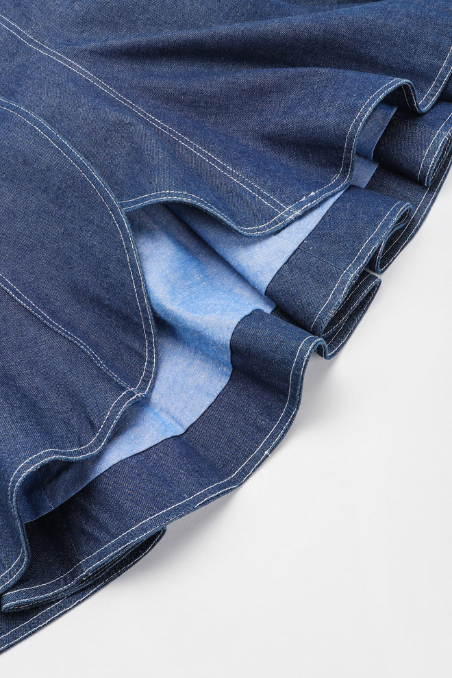 Recess Los Angeles Vintage Patrick Kelly Denim Wide Lapel Flare Peplum Jacket
