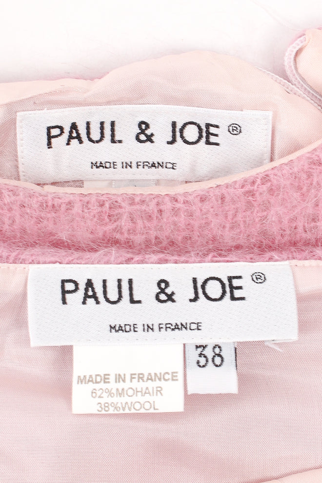 Paul & Joe Cotton Candy Fuzzy Mohair Top & Skirt Set labels at Recess Los Angeles