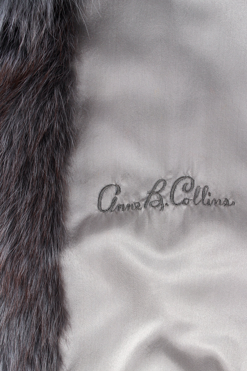 Vintage Pauline Trigere Long Collarless Fox Fur Coat monogram at Recess Los Angeles