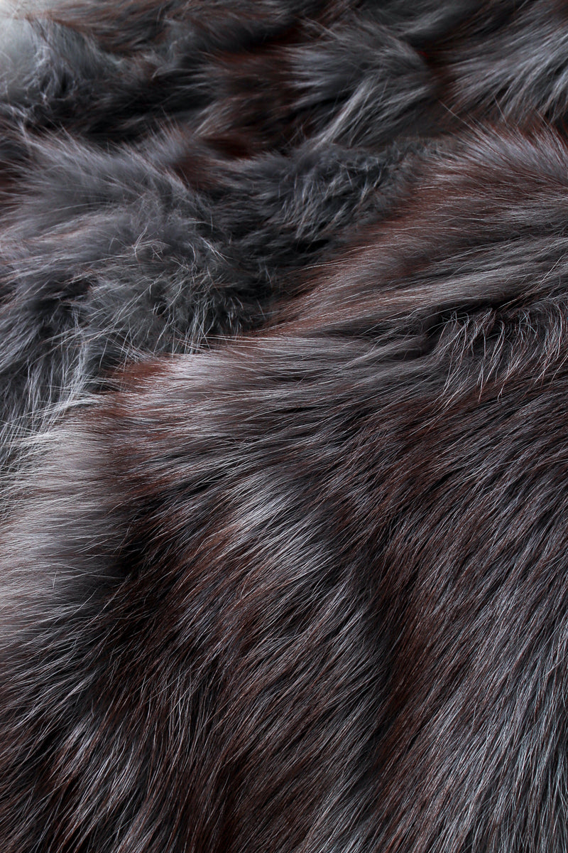 Vintage Pauline Trigere Long Collarless Fox Fur Coat detail at Recess Los Angeles