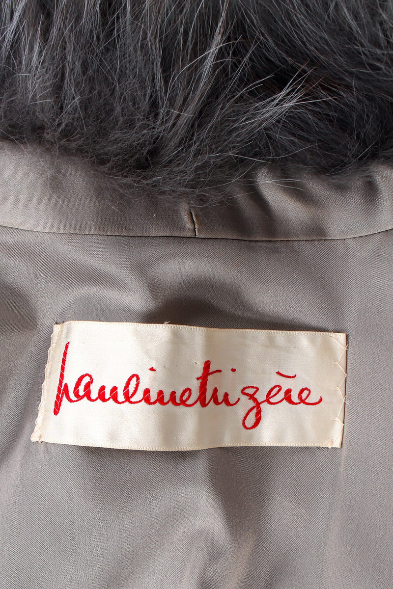 Vintage Pauline Trigere Long Collarless Fox Fur Coat label at Recess Los Angeles