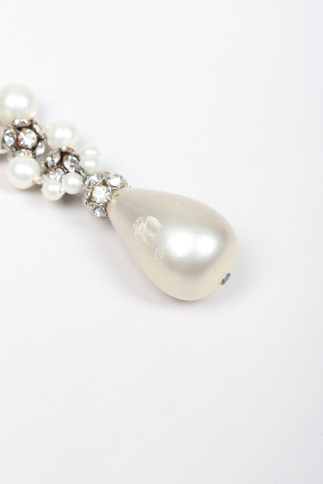 Recess Los Angeles Vintage Pearl Rhinestone Drop Bondage Lead Choker Y Necklace