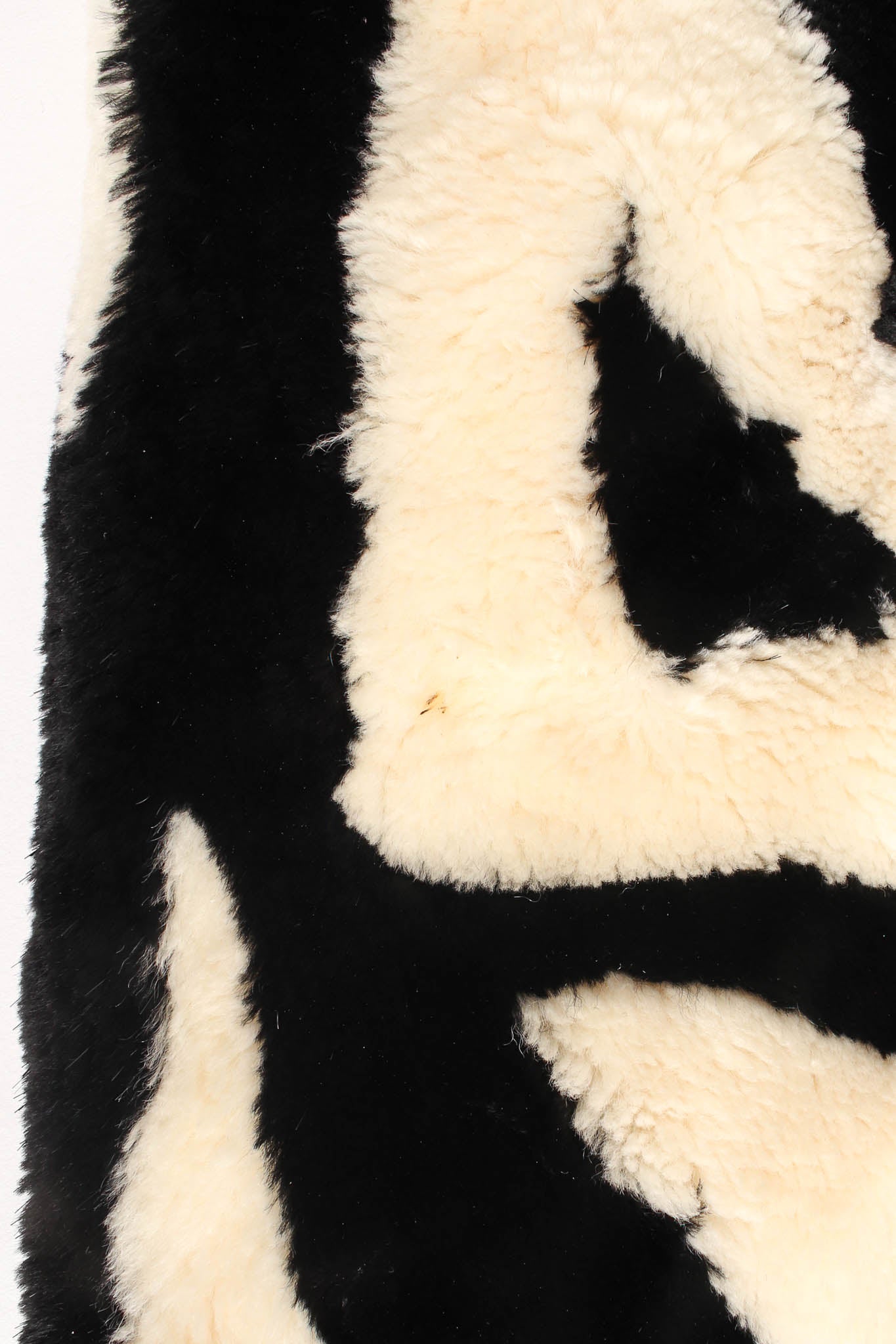 Vintage Perry Ellis for Neiman Marcus Zebra Stripe Fur Coat shoulder stain @ Recess LA