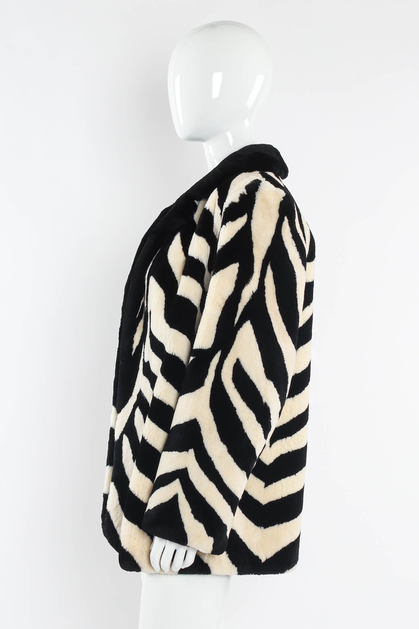 Vintage Perry Ellis for Neiman Marcus Zebra Stripe Fur Coat mannequin side @ Recess LA