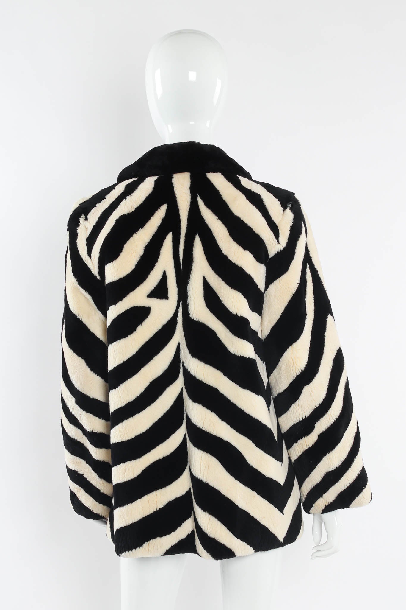 Vintage Perry Ellis for Neiman Marcus Zebra Stripe Fur Coat mannequin back @ Recess LA
