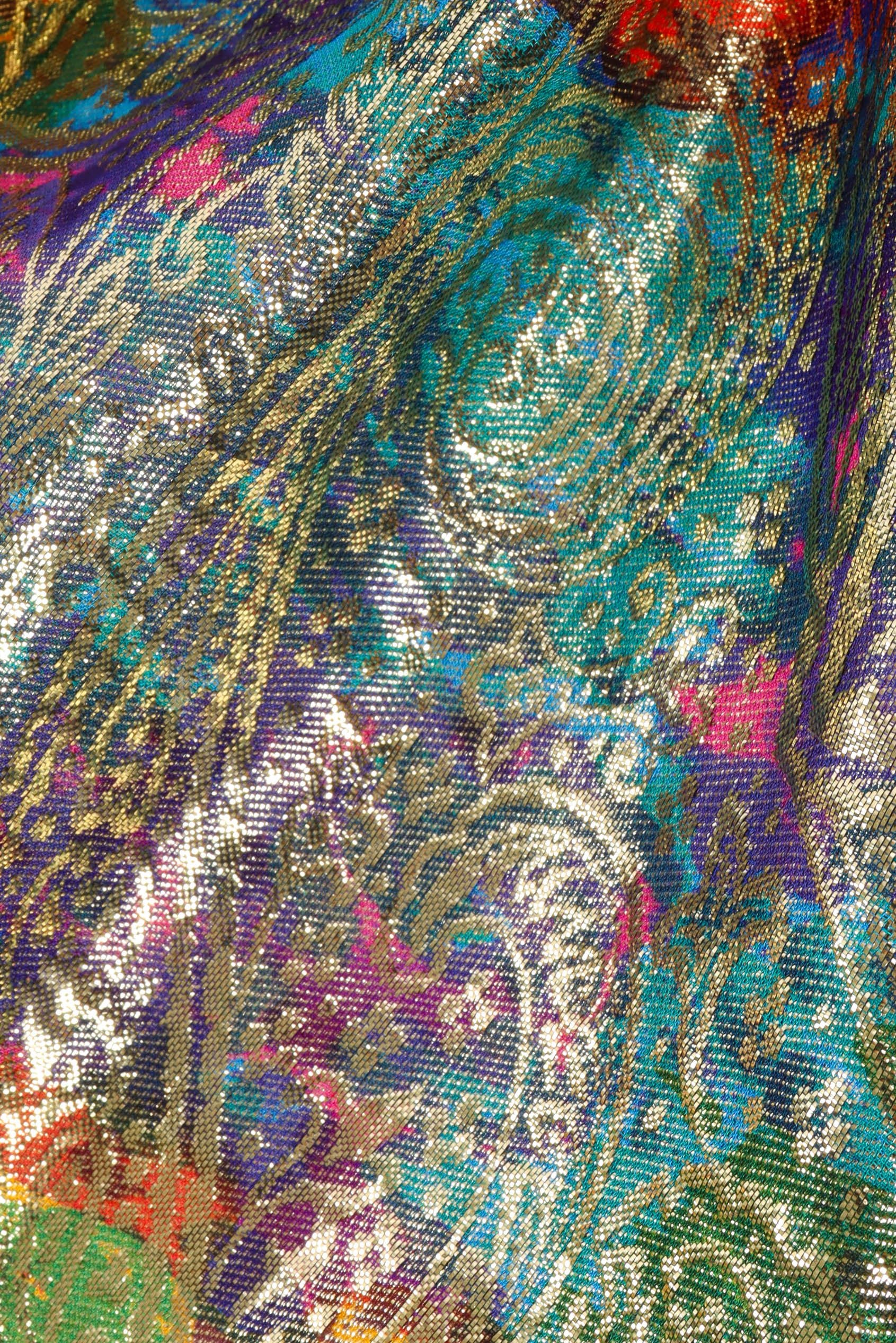 Vintage Peter Keppler Lamé Fleur Ruffle Dress print detail @ Recess LA