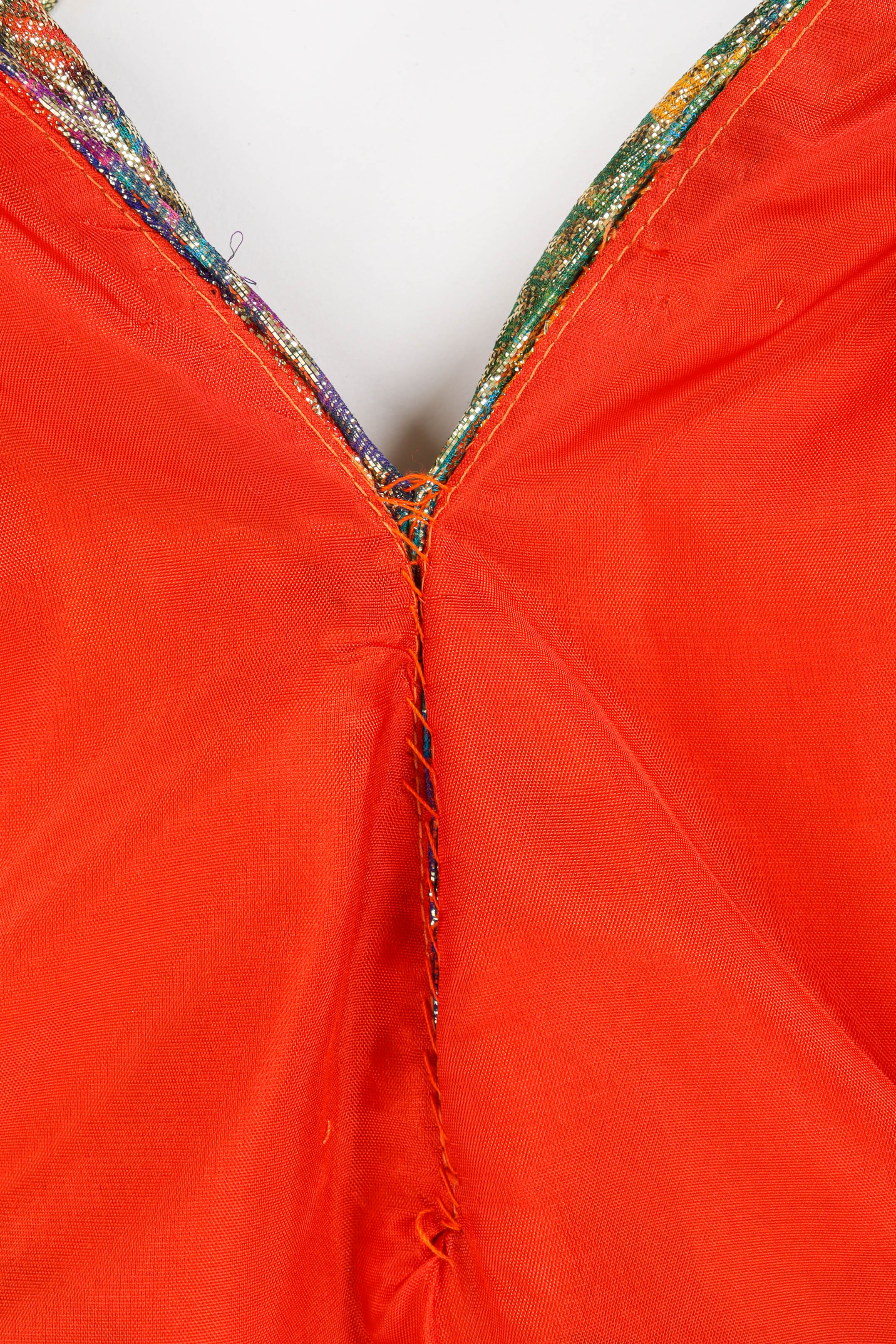 Vintage Peter Keppler Lamé Fleur Ruffle Dress V neck liner stitches @ Recess LA