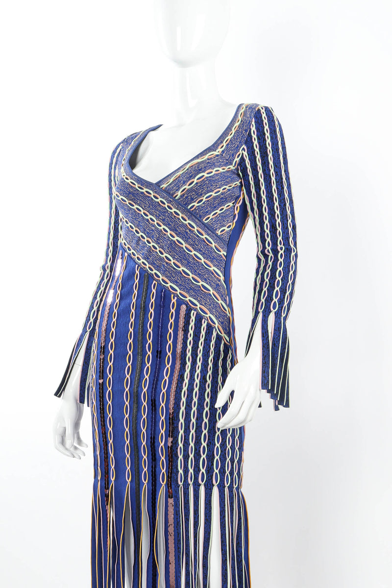 Vintage Peter Pilotto Chain Weave Tassel Dress mannequin angle @ Recess LA