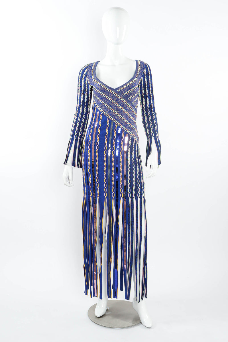 Vintage Peter Pilotto Chain Weave Tassel Dress mannequin front @ Recess LA