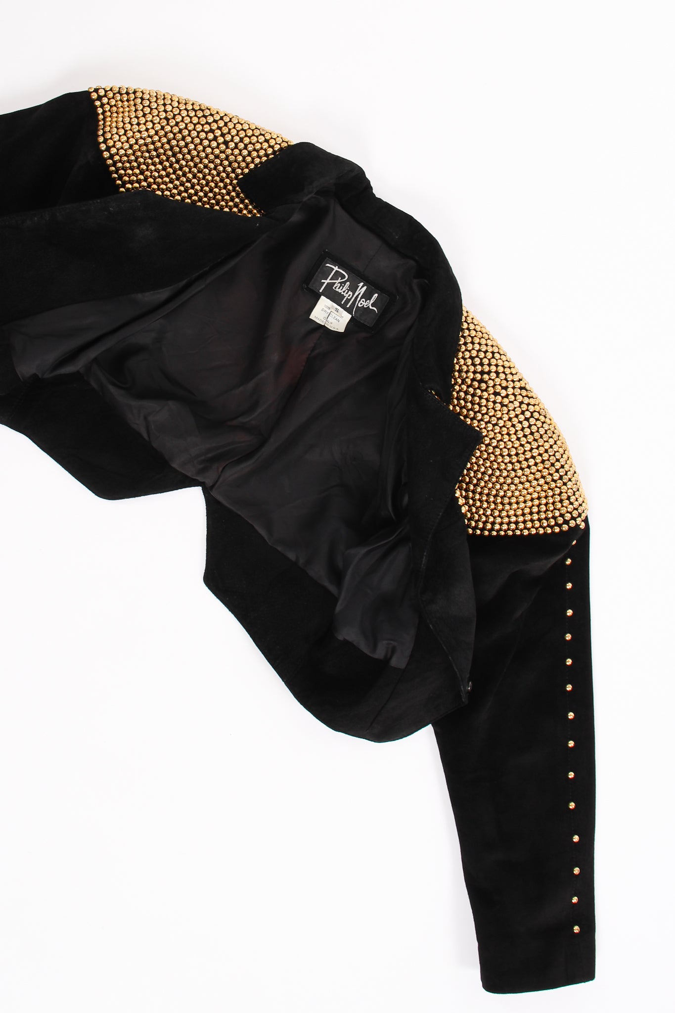 Vintage Philip Noel Studded Suede Crop Jacket lining at Recess Los Angeles