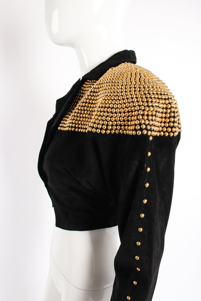 Vintage Philip Noel Studded Suede Crop Jacket on Mannequin side crop at Recess Los Angeles