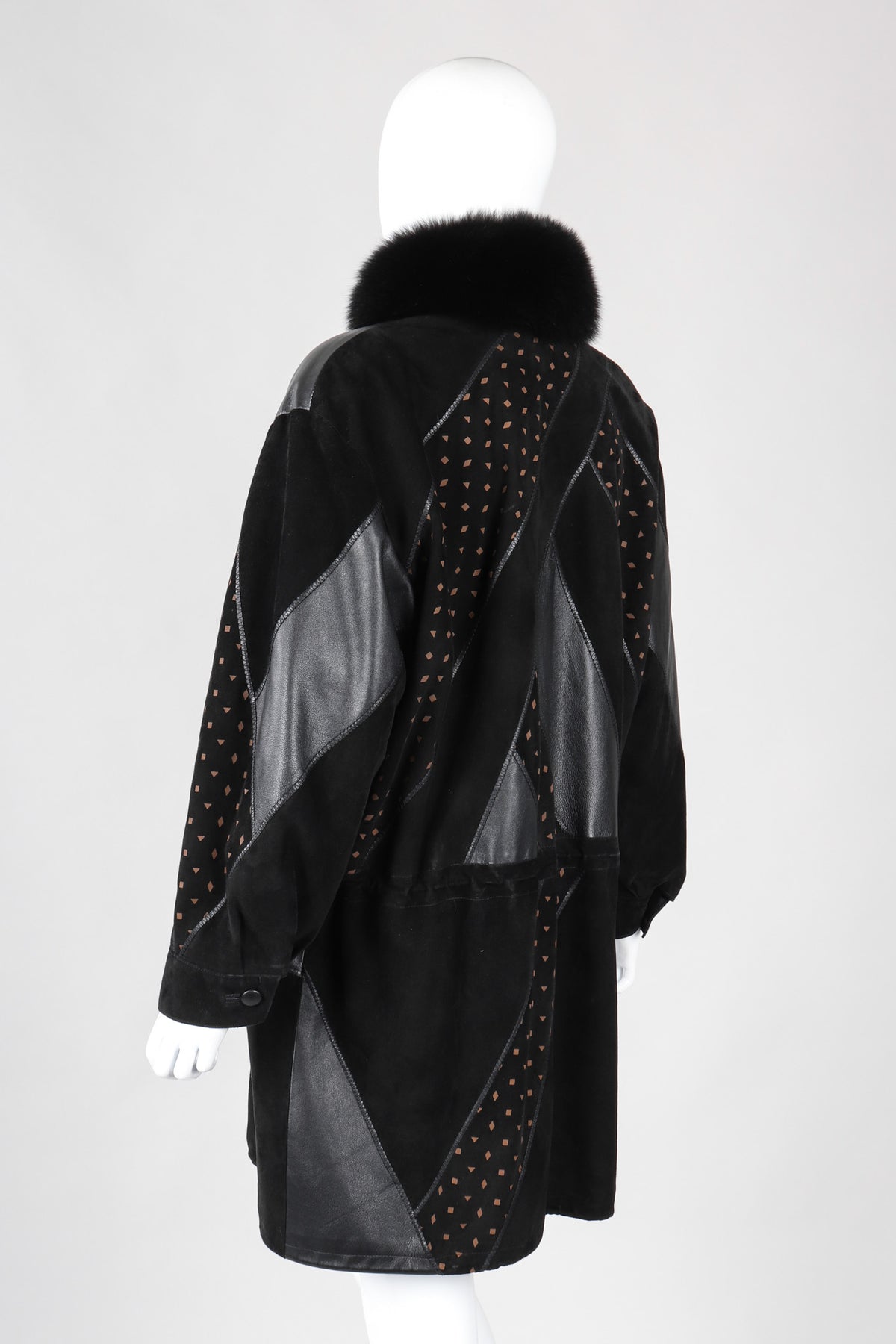 Vintage Philippe Vallereuil Suede Leather Patchwork Fur Collar Car 