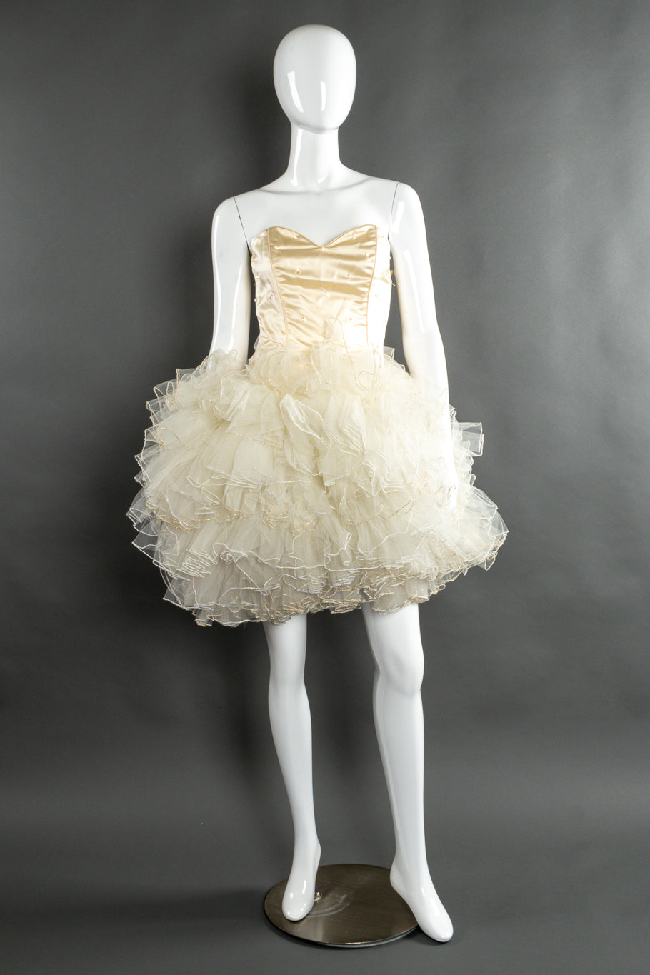 Phillipa Lepley for Lucienne strapless tulle flounce dress on mannequin @recessla