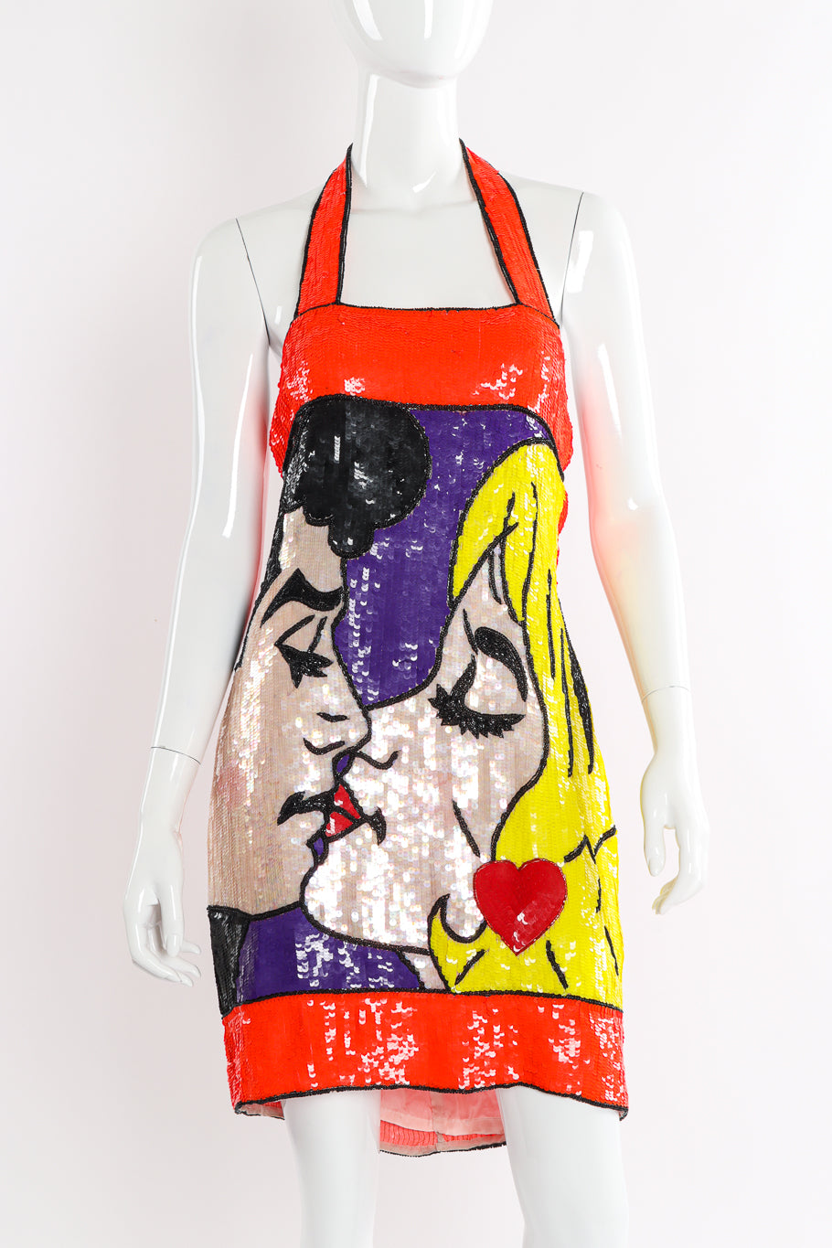 Sequined halter dress by Philippe Albert mannequin front close @recessla