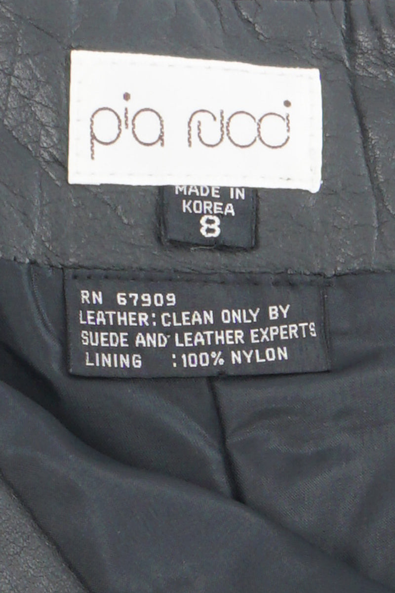 Vintage Pia Rucci Leather Belted Paper Bag Skirt label at Recess Los Angeles