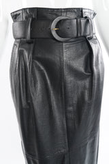 Vintage Pia Rucci Leather Belted Paper Bag Skirt on Mannequin crop at Recess Los Angeles