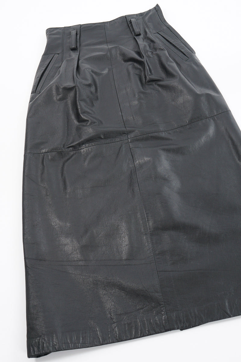 Vintage Pia Rucci Leather Belted Paper Bag Skirt flat at Recess Los Angeles