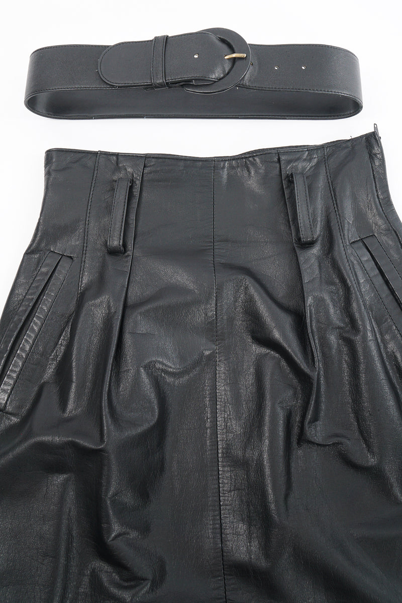 Vintage Pia Rucci Leather Belted Paper Bag Skirt waist detail at Recess Los Angeles