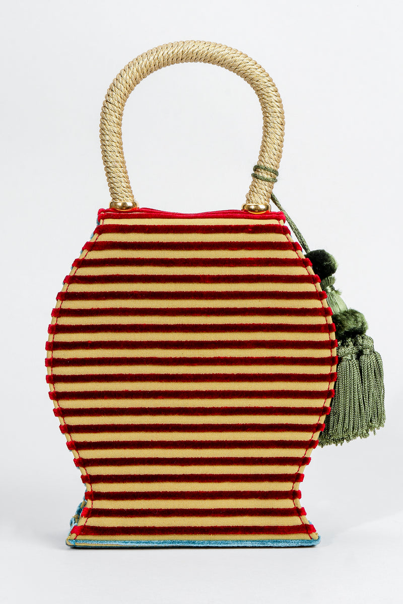 Vintage Pibra Velvet Striped Carnival Bell Bag Back at Recess Los Angeles