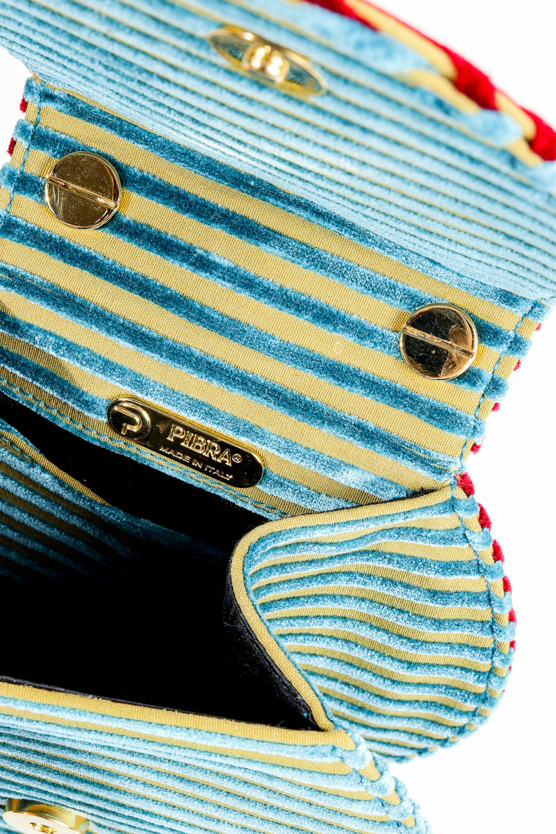 Vintage Pibra Velvet Striped Carnival Bell Bag detail at Recess Los Angeles