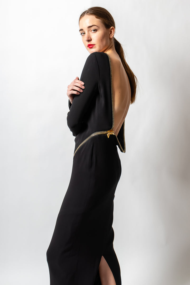 Vintage Tom Ford AW 2012 Plunge Back Zipper Gown Recess Vintage Tom Ford AW 2012 Plunge Back Zipper Gown Recess