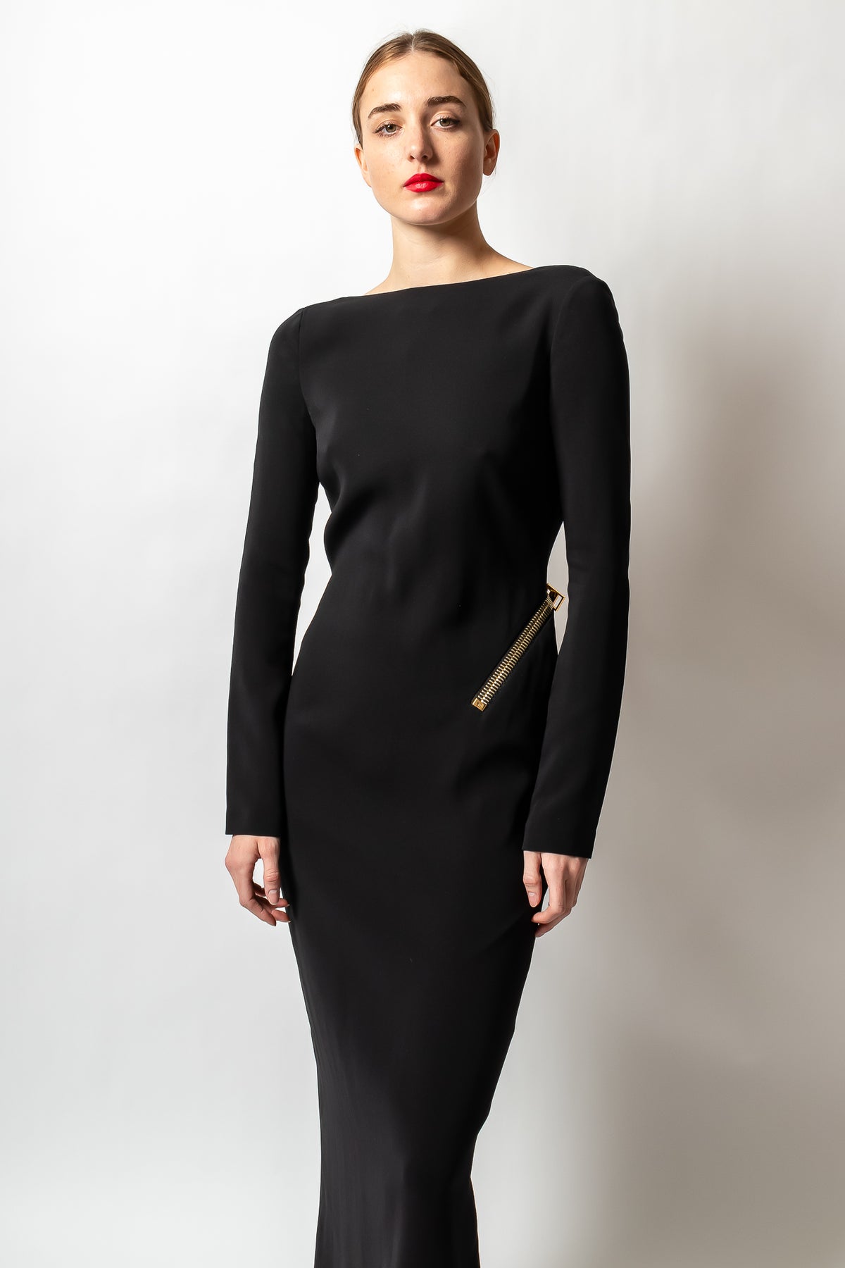Vintage Tom Ford AW 2012 Plunge Back Zipper Gown Recess Vintage Tom Ford AW 2012 Plunge Back Zipper Gown Recess