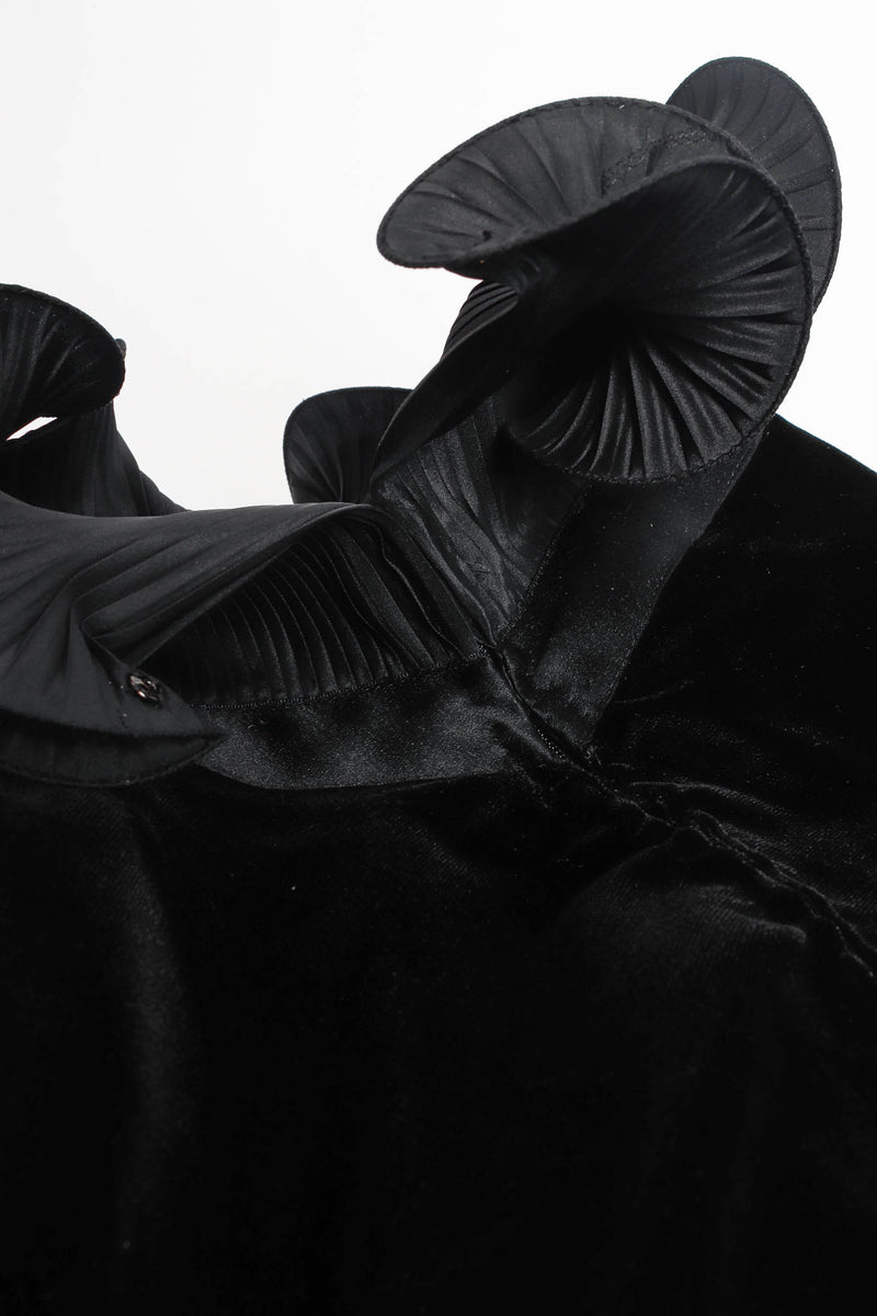 Vintage Pierre Cardin 1985 A/W Couture Ruffle Pleat Velvet Taffeta Gown collar @ Recess LA