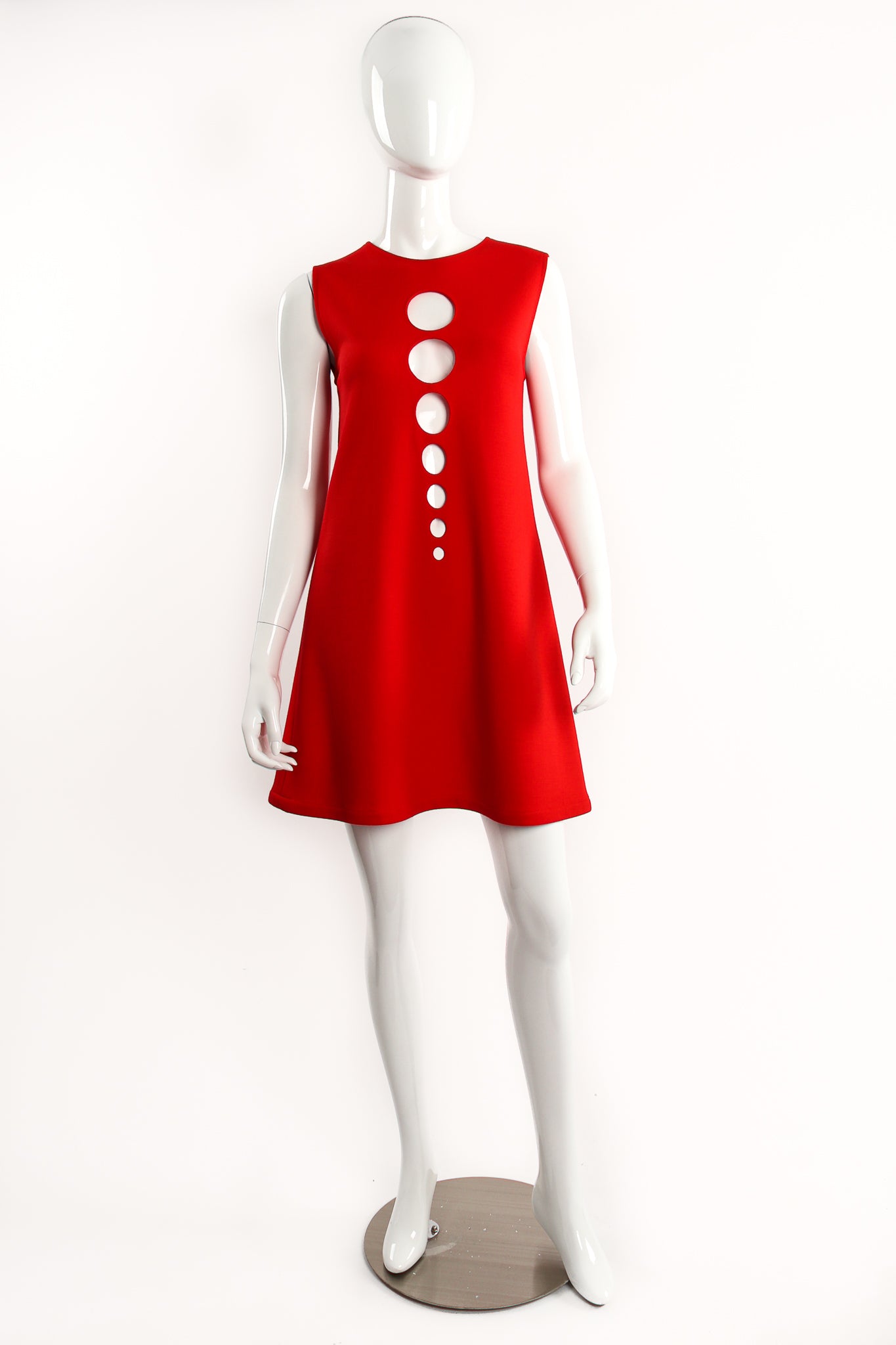 Vintage Pierre Cardin Circle Cutout Shift Dress on Mannequin front at Recess Los Angeles