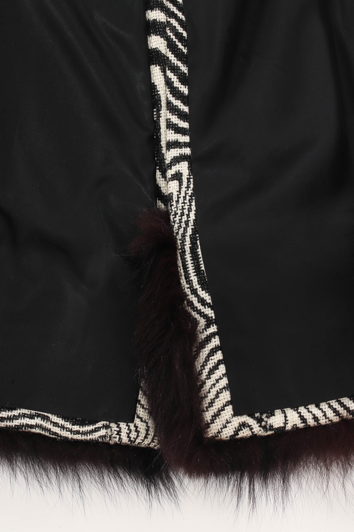 Vintage Pierre Cardin Abstract Ripple Wool Coat & Stole Set back vent/fur @ Recess LA
