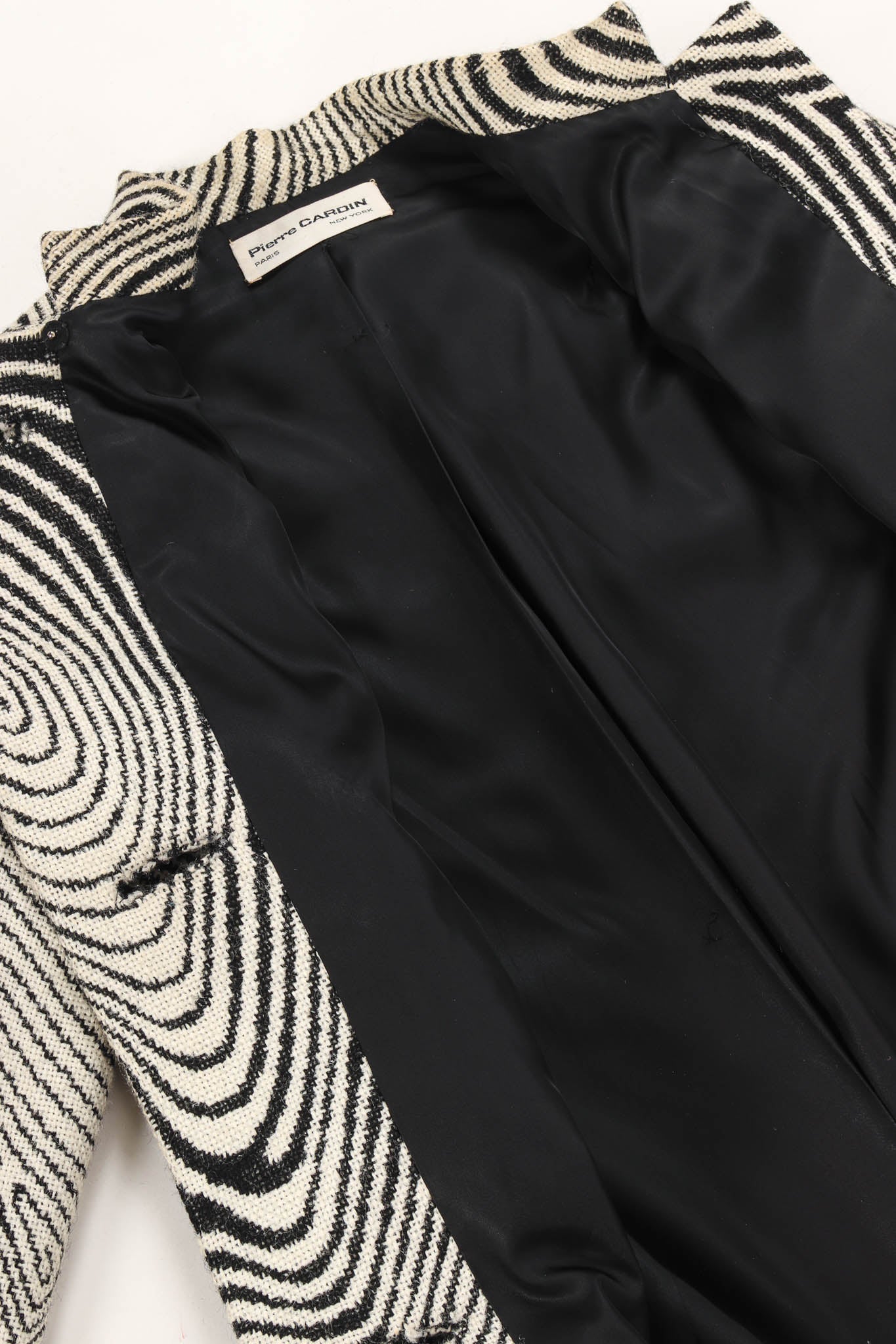 Vintage Pierre Cardin Abstract Ripple Wool Coat & Stole Set jacket liner flat @ Recess LA
