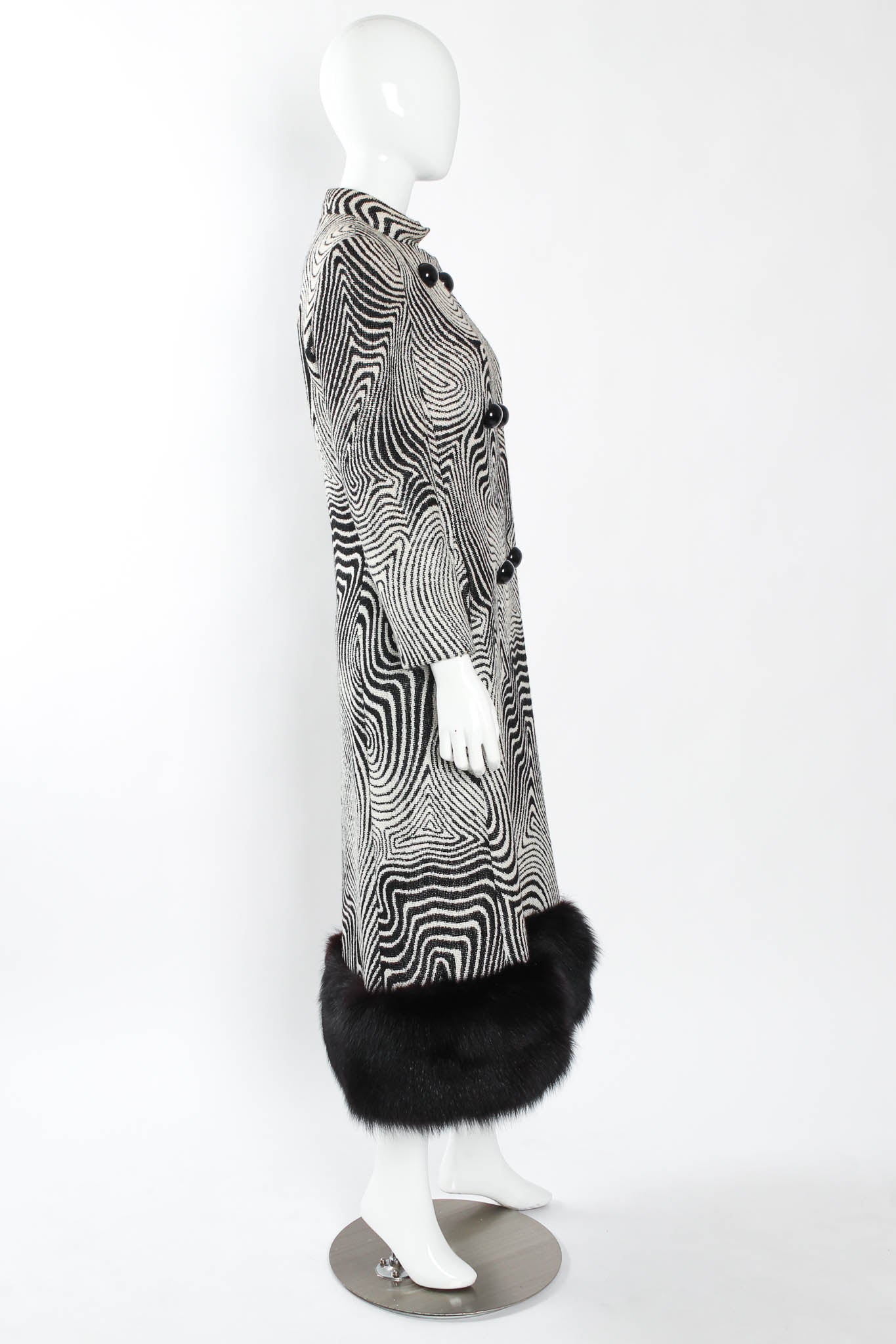 Vintage Pierre Cardin Abstract Ripple Wool Coat & Stole Set mannequin side @ Recess LA